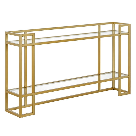Evelyn&Zoe Uriel 52" Wide Rectangular Console Table, Brass