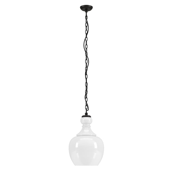 Evelyn&Zoe Verona 11" Wide Pendant with Glass Shade in Blackened Bronze/White Milk