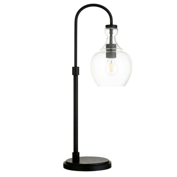 Evelyn&Zoe Verona 27" Arc Table Lamp with Glass Shade