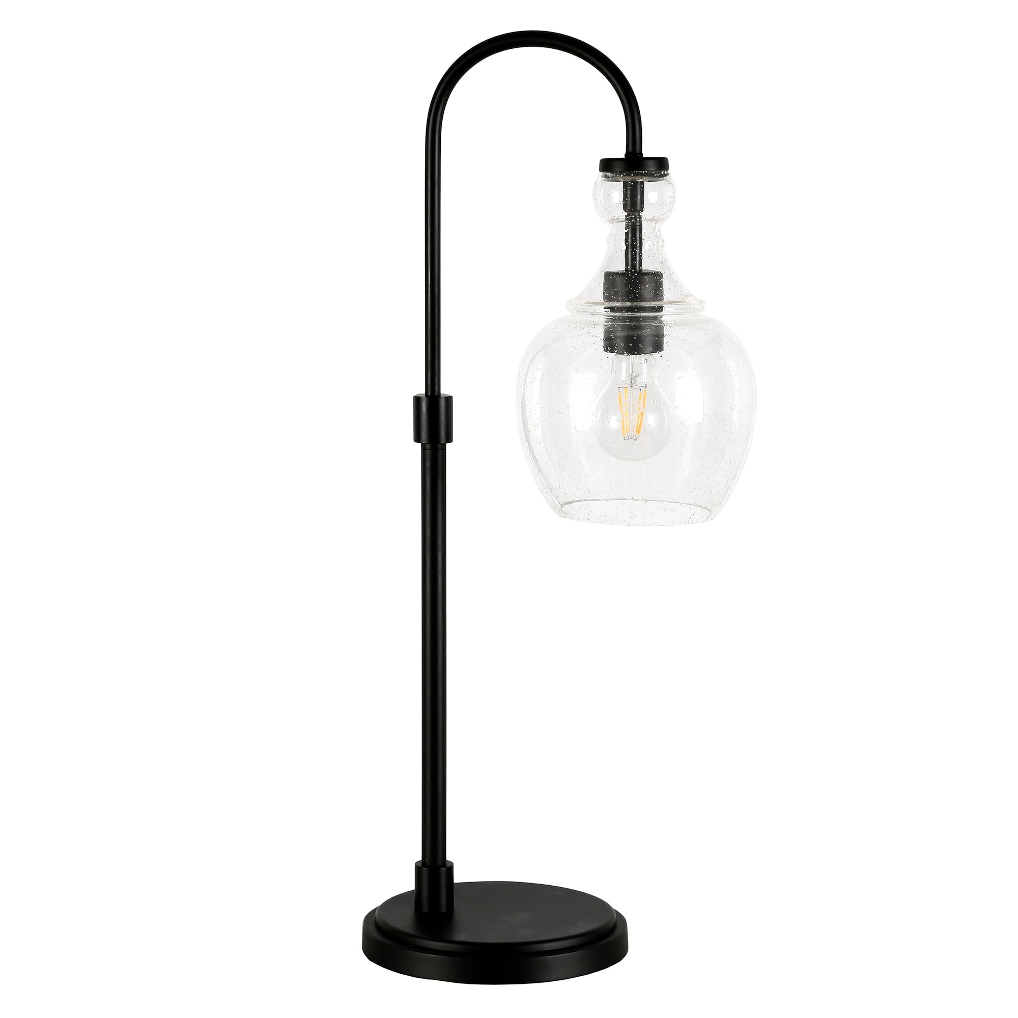 Evelyn&Zoe Verona 27" Arc Table Lamp with Glass Shade