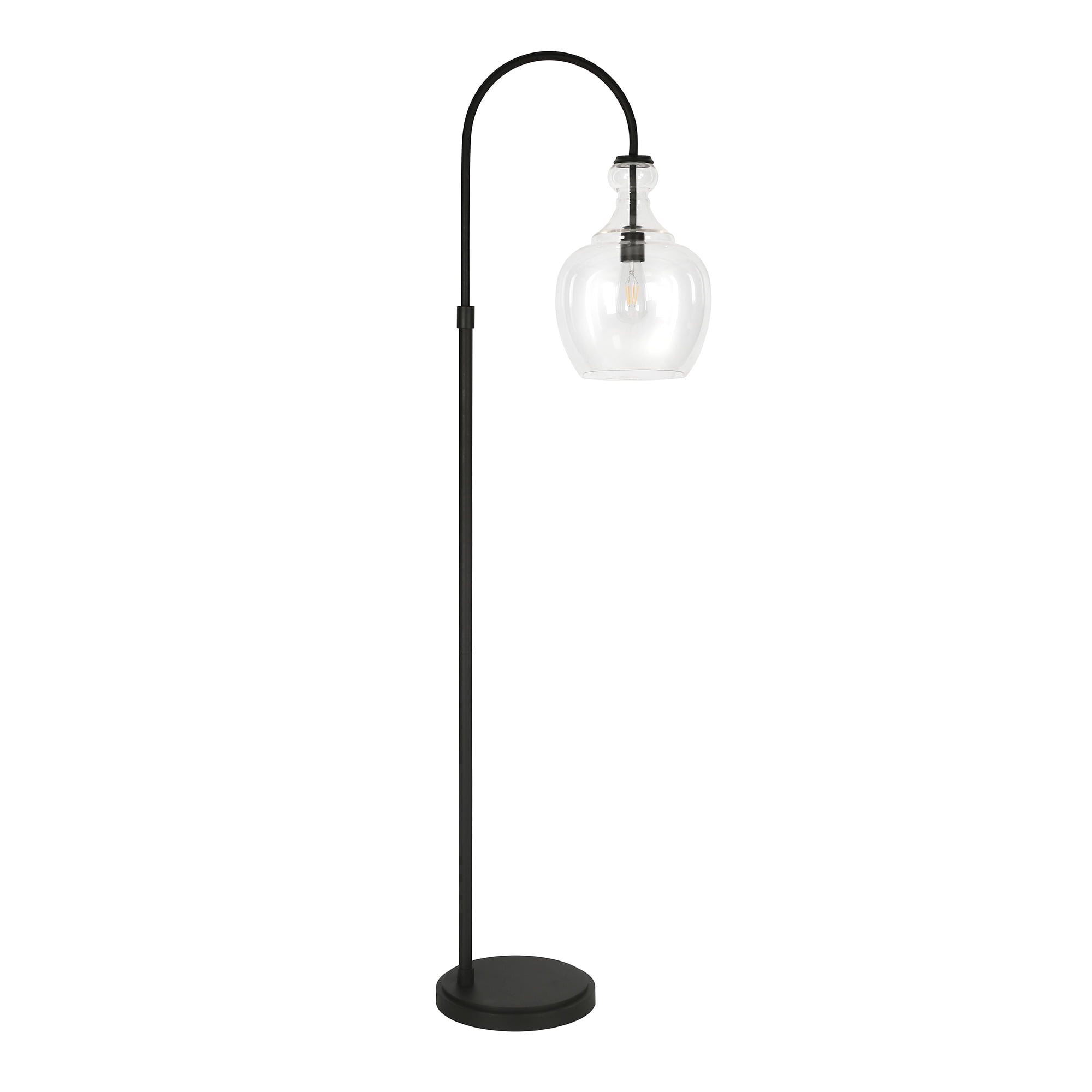 Verona 70" Blackened Bronze Arc Floor Lamp with Clear Glass Shade