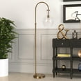 thumbnail image 1 of Evelyn&Zoe Verona Arc Floor Lamp with Glass Shade, Brass/Clear, 1 of 5