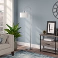 thumbnail image 1 of Evelyn&Zoe Veronica 70" Tall Arc Floor Lamp with Fabric Shade, Brushed Nickel/White, 1 of 5