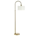 thumbnail image 1 of Evelyn&Zoe Veronica Arc Floor Lamp with Fabric Shade, Antique Brass/White, 1 of 2