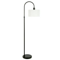 Evelyn&Zoe Veronica Arc Floor Lamp with Fabric shade in Blackened Bronze/White
