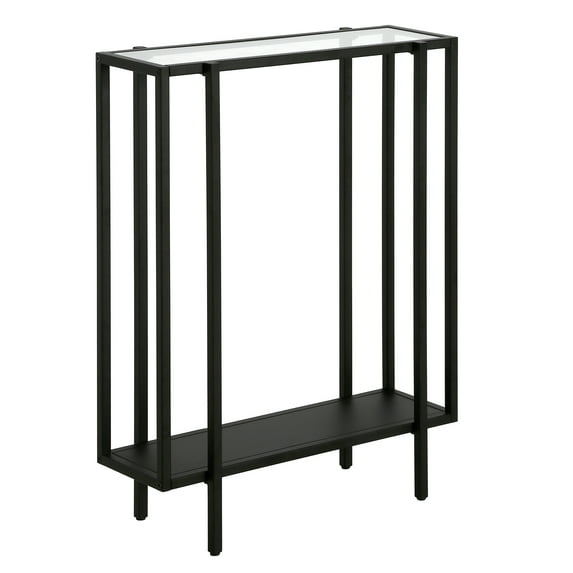 Evelyn&Zoe Vireo 22" Wide Rectangular Console Table with Metal Shelf, Blackened Bronze