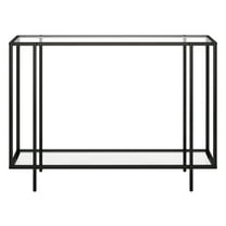 Evelyn&Zoe Vireo 42" Wide Rectangular Console Table with Glass Shelf, Blackened Bronze