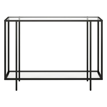 Evelyn&Zoe Vireo 42" Wide Rectangular Console Table with Glass Shelf, Blackened Bronze