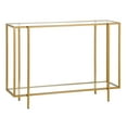 thumbnail image 1 of Evelyn&Zoe Vireo 42" Wide Rectangular Console Table with Glass Shelf, Brushed Brass, 1 of 8