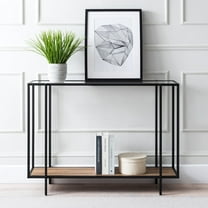 Evelyn&Zoe Vireo 42" Wide Rectangular Console Table with MDF Shelf, Blackened Bronze/Rustic Oak