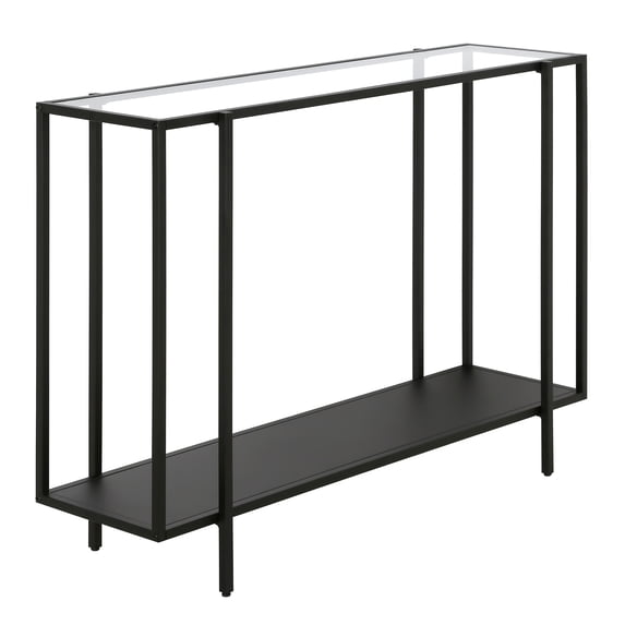 Evelyn&Zoe Vireo 42" Wide Rectangular Console Table with Metal Shelf, Blackened Bronze