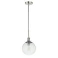 thumbnail image 1 of Evelyn&Zoe Walker 9" Wide Pendant with Glass Shade in Brushed Nickel/Seeded, 1 of 10