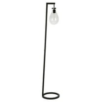 Evelyn&Zoe Weston 66" Tall Floor Lamp with Glass Shade, Blackened Bronze/Seeded