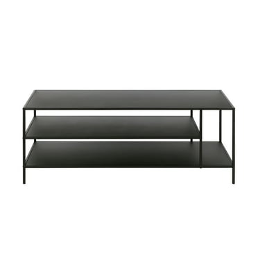 Evelyn&Zoe Winthrop 46" Wide Rectangular Coffee Table with Metal Top, Blackened Bronze