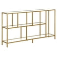 thumbnail image 1 of Evelyn&Zoe Winthrop 52" Wide Rectangular Console Table with Glass Shelves, Brass, 1 of 8