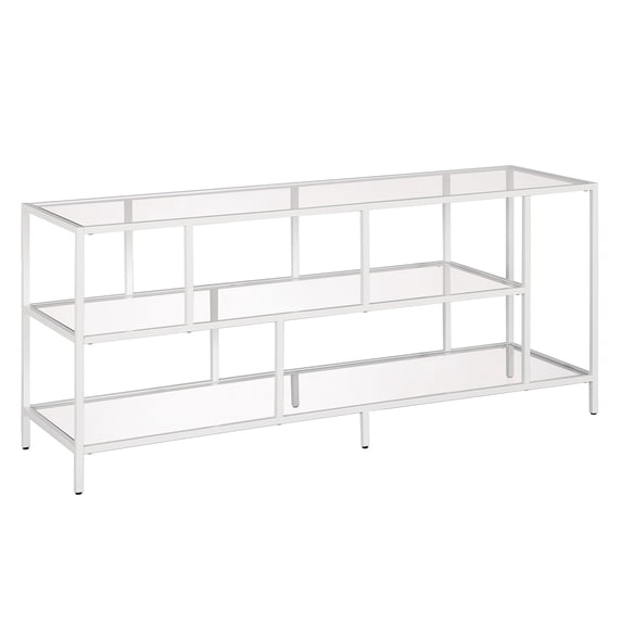 Evelyn&Zoe Winthrop Rectangular TV Stand with Glass Shelves for TV's up to 60" in Matte White