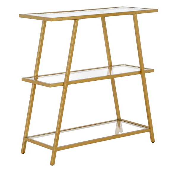 Evelyn&Zoe Yair 36" Tall Rectangular Bookcase, Brass