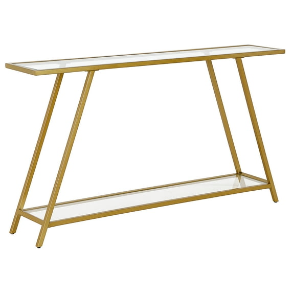 Evelyn&Zoe Yair 52" Wide Rectangular Console Table, Brass