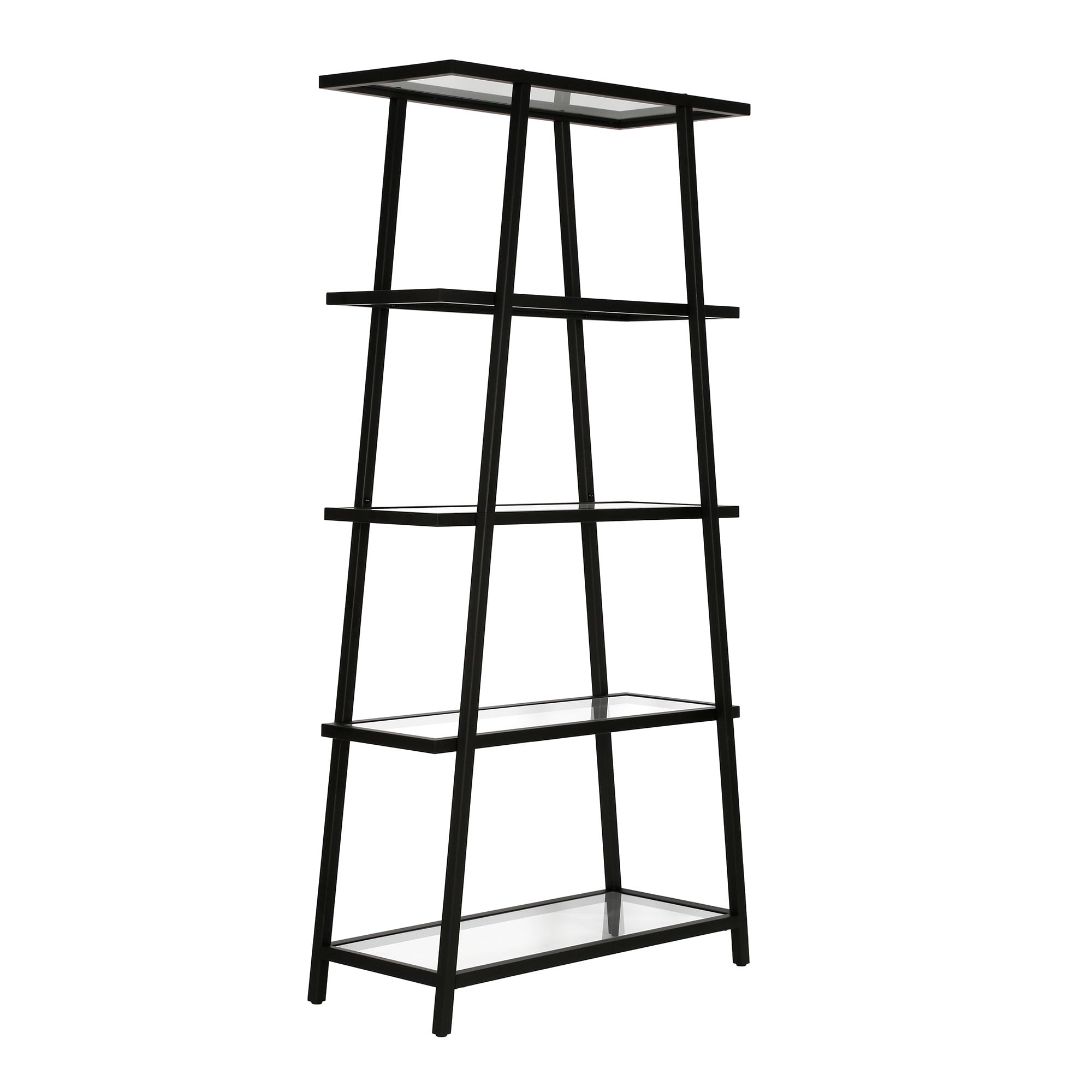 Modern 70'' Blackened Bronze Angled 4-Tier Bookcase