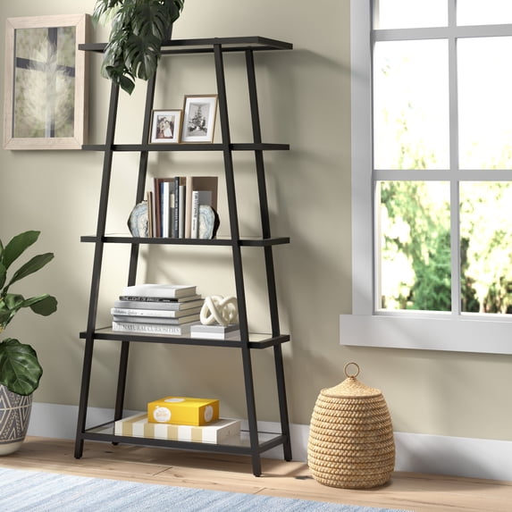 Evelyn&Zoe Yair 70" Tall Rectangular Bookcase, Blackened Bronze