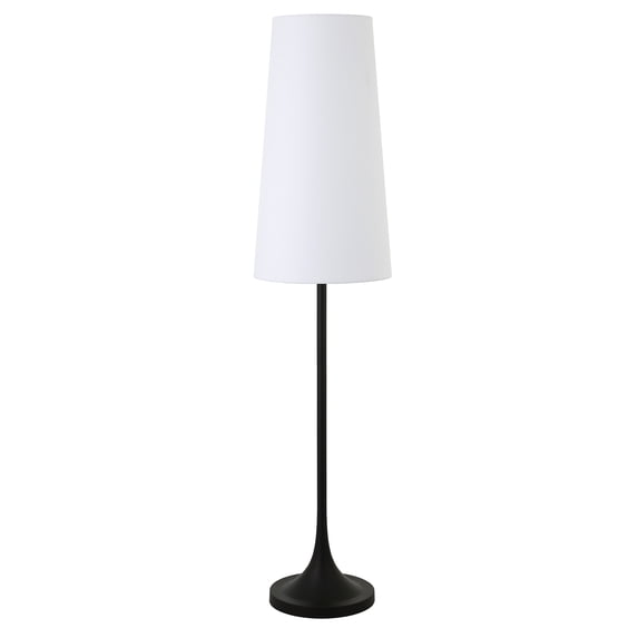 Evelyn&Zoe Yana 60" Tall Floor Lamp with Fabric shade in Blackened Bronze/White