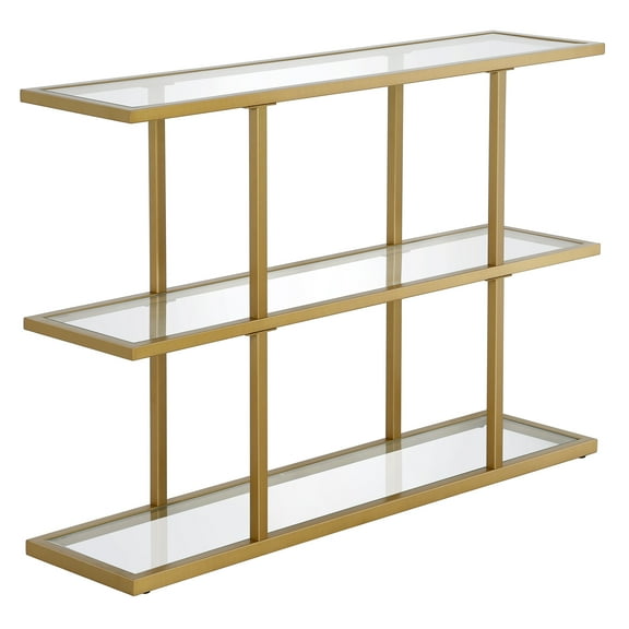Evelyn&Zoe Yeardley 42" Wide Rectangular Console Table, Brass