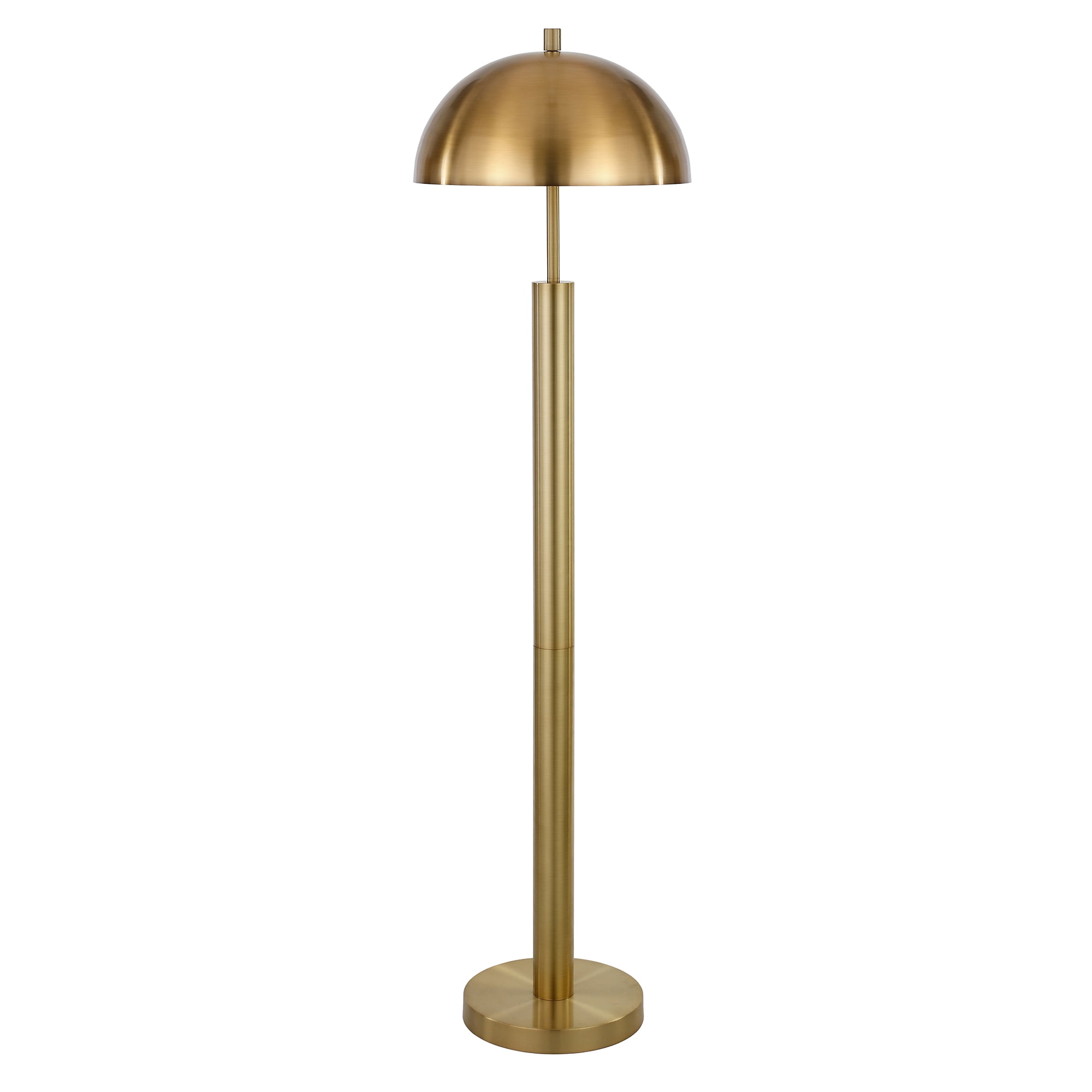 Evelyn&Zoe York 58" Tall Floor Lamp with Metal Shade, Brass/Brass