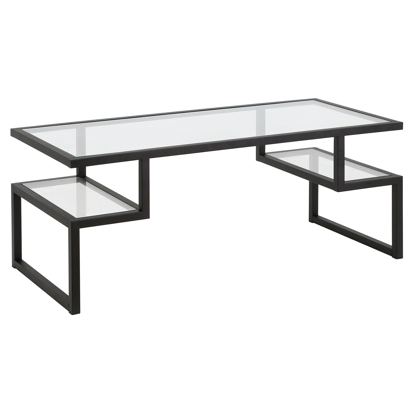 Zander Blackened Bronze Geometric Glass Cocktail Table