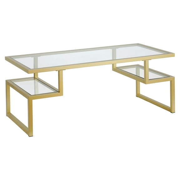 Evelyn&Zoe Zander 45" Wide Rectangular Coffee Table, Brass