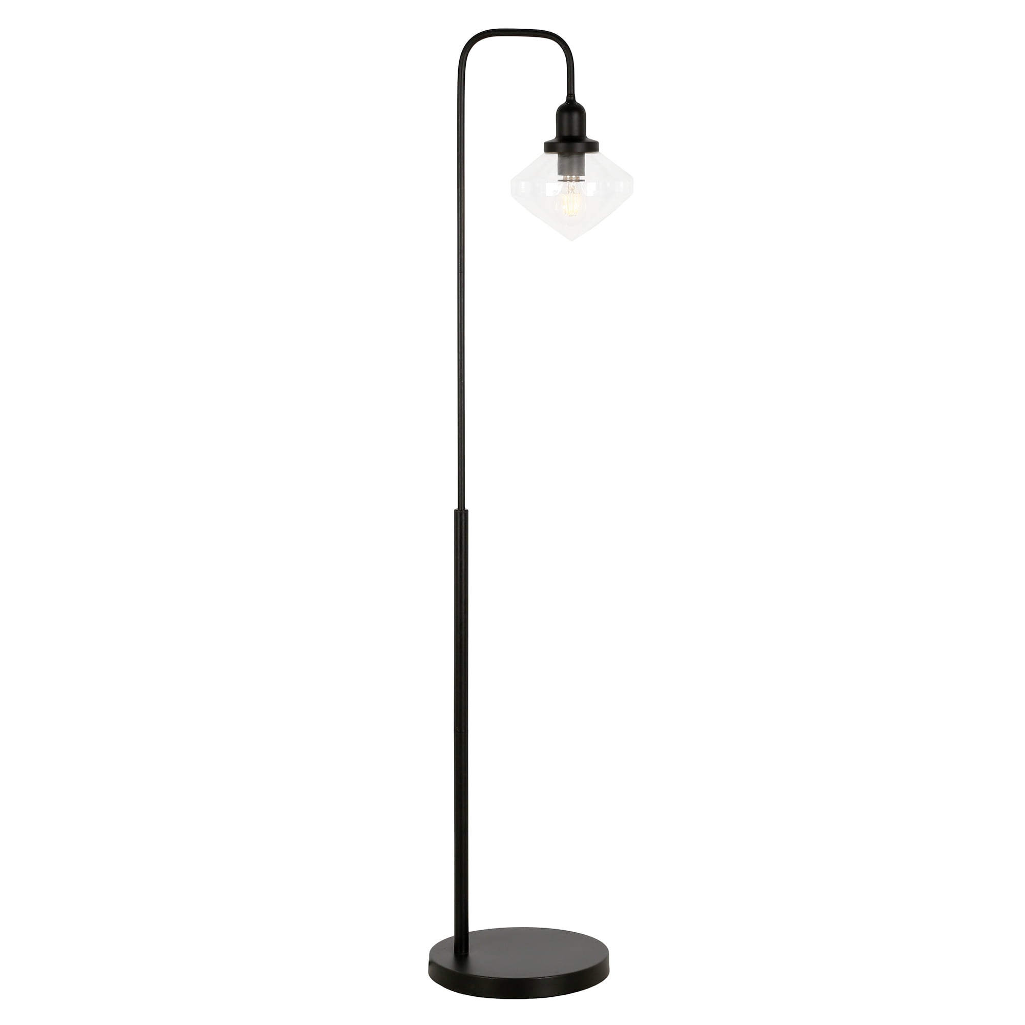 Zariza 62" Blackened Bronze Arc Floor Lamp with Clear Glass Shade