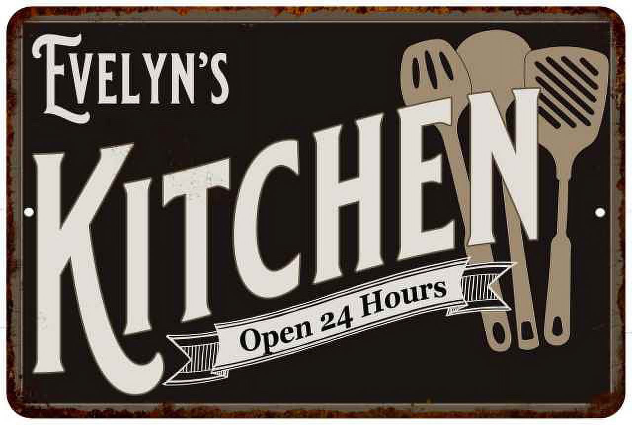 Evelyn's Kitchen Sign Metal Wall 8 x 12 Matte Finish Metal
