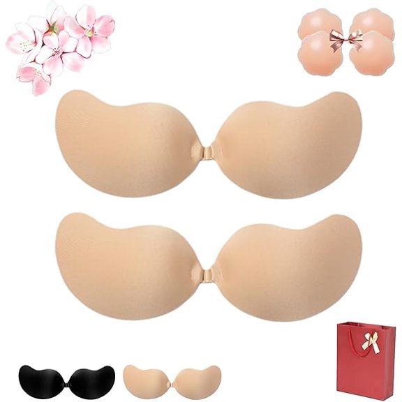 EvelynPro - Invisible Diva Strapless Backless Push up Bra, Adhesive Bra Sticky Strapless Invisible Push up Bras