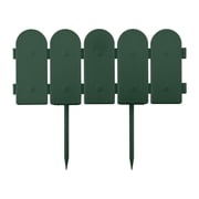 Evelyne Garden Border Edging Wooden Fence Design - 16pcs Green Yard Landscaping Fence Liner Lawn Edge Barrier - 20ft Kit of Decorative Lawn Landscape Panels Elements - GMT-10374-B16