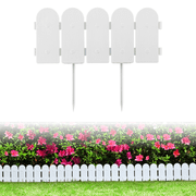 Evelyne Garden Border Edging Wooden Fence Design - 16pcs White Yard Landscaping Fence Liner Lawn Edge Barrier - 20ft Kit of Decorative Lawn Landscape Panels Elements - GMT-10374-D16