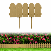 Evelyne Garden Border Edging Wooden Fence Design - 8 pcs Timber Yard Landscaping Fence Liner Lawn Edge Barrier - 10ft Kit of Decorative Lawn Landscape Panels Elements-GMT-10374-F08