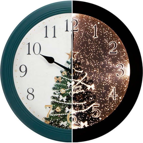 Evelyne LED Wall Clock - Battery Operated, Night-time Sensor - Easy-to-Read Analog for Bedroom, Office & Living Room