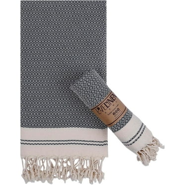 Evelynen Turkish Hand Towel Set of 2 (16" x 32" - Black) Decorative Hand Towels for Kitchen and Bath