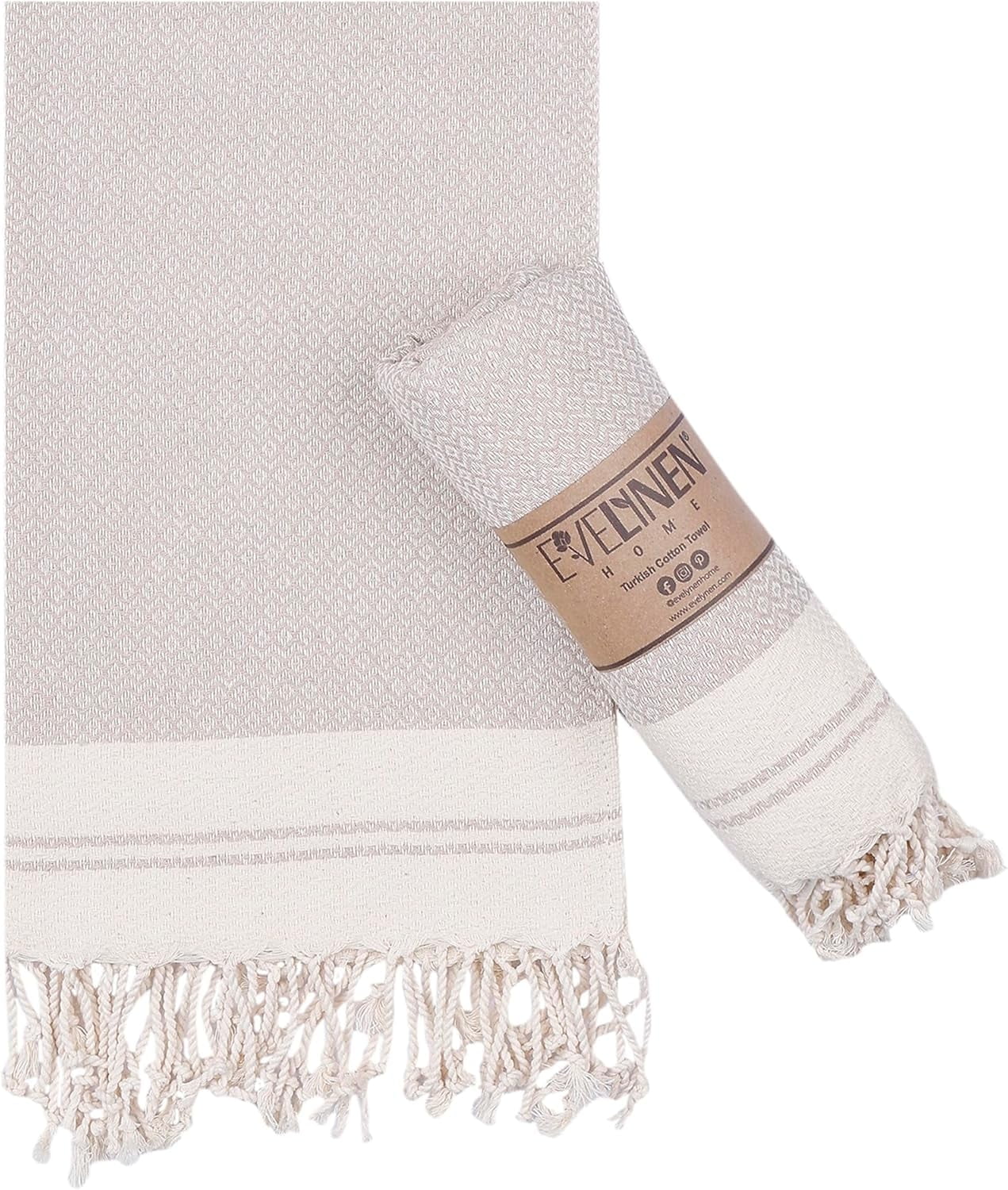 Evelynen Turkish Hand Towel Set of 2 (16" x 32" - Beige) Decorative ...
