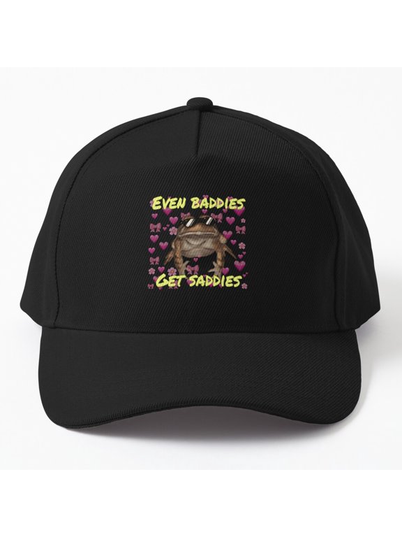 Even Baddies Get Saddies Frog Baseball Cap, Amphibian Mood Quote Design, Classic Hat