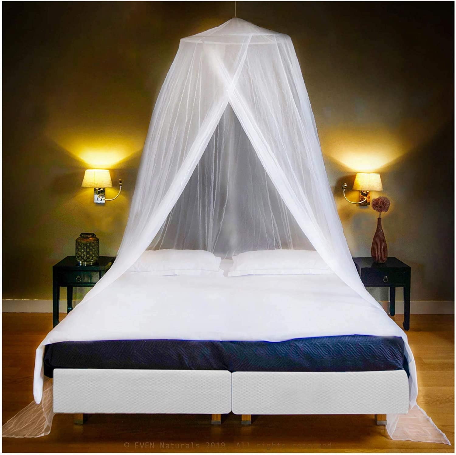 Even Naturals Luxury Mosquito Net Bed Canopy, Ultra Large Bug Net: Single  to King Size, Quick Easy Installation, Finest Holes: Mesh 380, Curtain  Netting, 2 Entries, Storage Bag, No Chemicals Added 