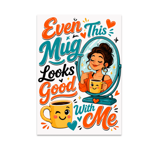 Even This Mug Looks Good With Me - Self-Esteem Art Enthusiast - 13x19 Poster Print