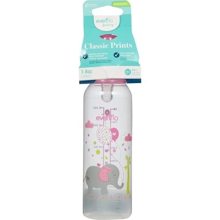Evenflo 8 Ounce 0M+ Classic Prints Standard Feeding Bottle 1 ea