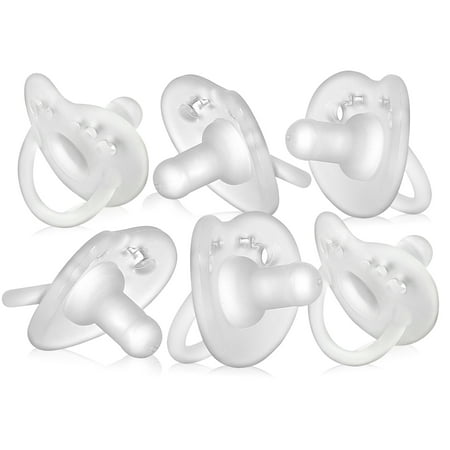 Evenflo Balance + Stage 1 Cylindrical Silicone Baby Pacifiers for Ages 0 Months+, Pack of 6