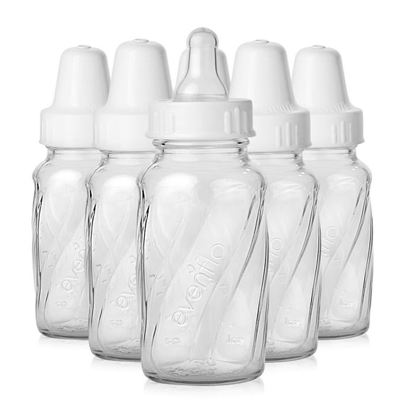 Evenflo Classic BPA-Free Glass Twist Baby Bottles, Clear, 4 oz, Pack of 6