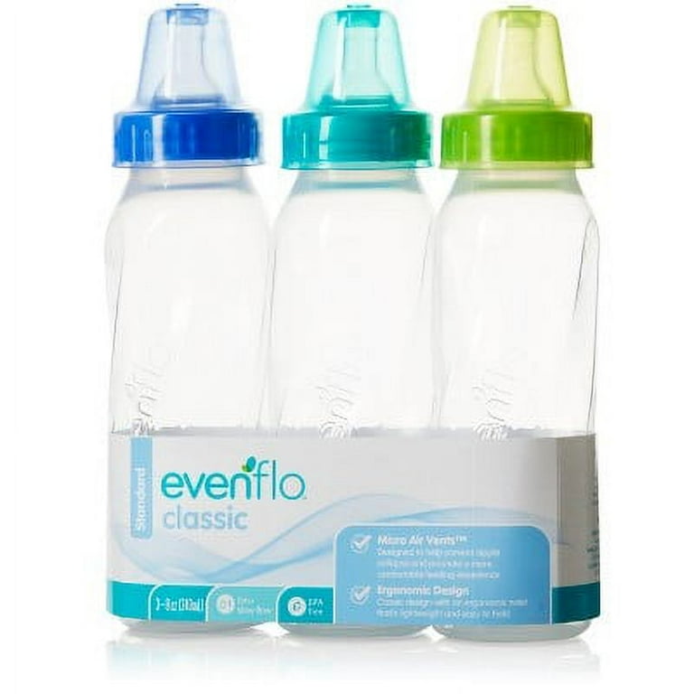 Evenflo Classic Clear Bpa-Free Plastic Baby Bottle 8oz 3pk