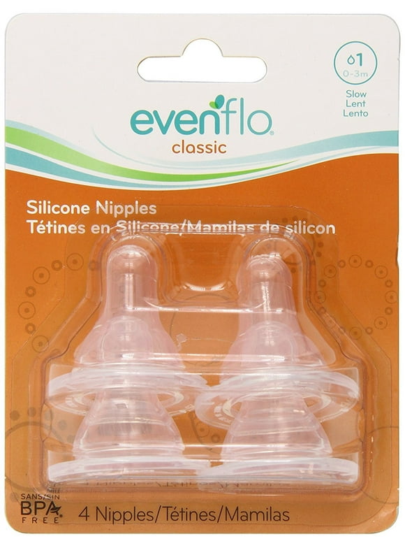 Evenflo Classic Nipples, Slow Flow 0-3 months pack of 4