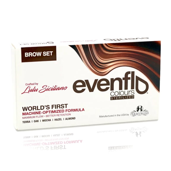 Evenflo Colours - Brow 5-Product Tattoo Kit - Microblading Ink for Permanent Eyeliner - Professional Tattoo Ink, Permanent Makeup Kit with Almond, Hazel, Mocha, Oak & Terra (All 0.5 oz)