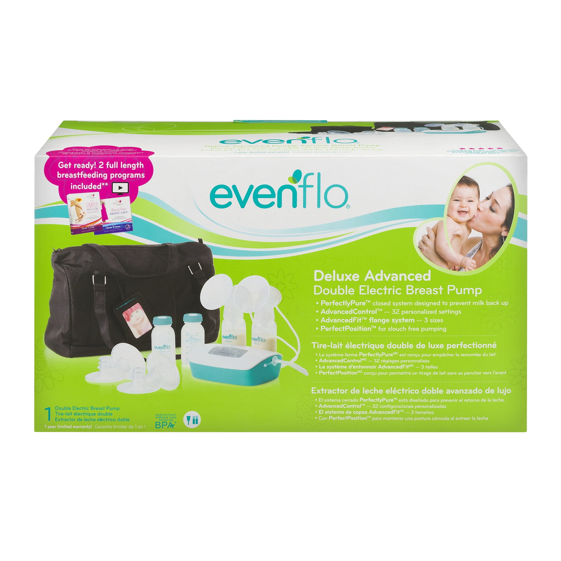 Evenflo Deluxe Advanced Double Electric Breastfeeding Pump with Milk Parts Walmart