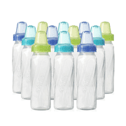 Evenflo Classic BPA-Free Plastic Baby Bottles, 8oz, Teal/Green/Blue, 12-Pack