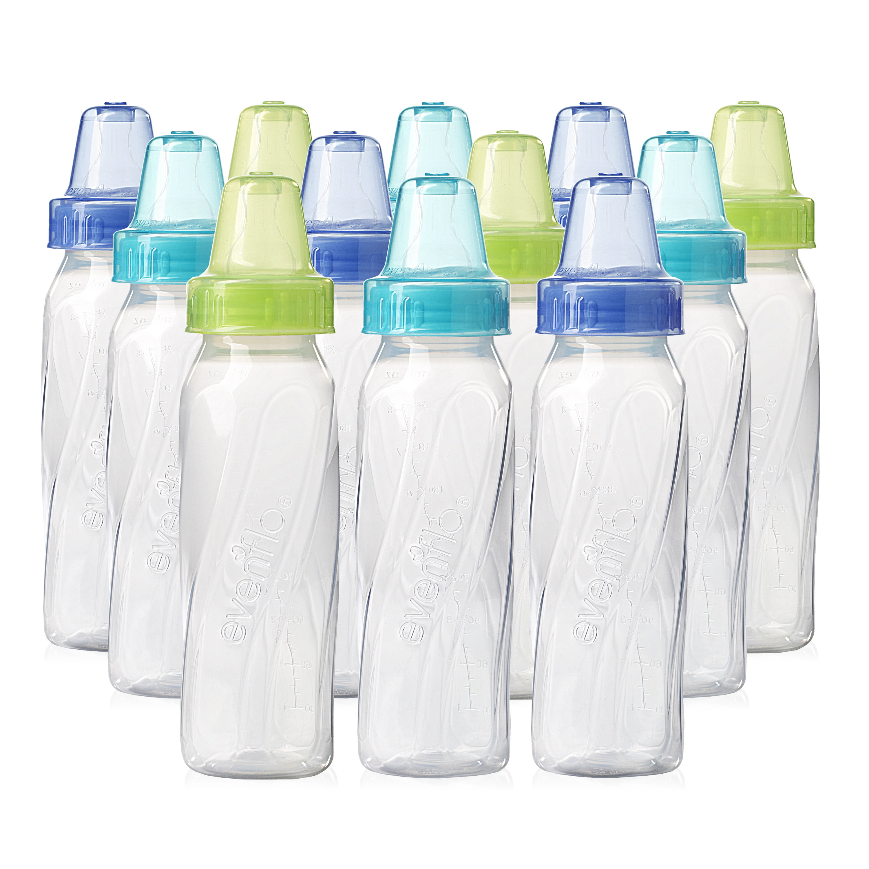 Evenflo Feeding Plastic Baby Bottles 8oz Teal Green Blue with